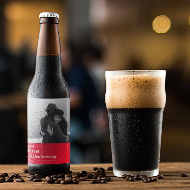 Trendig Red Quote och Photo | Valentines Gift Ölflaska Etikett (Skapare uppladdad)