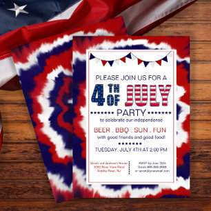 Trendig Red, White & Blue 4 juli Party Inbjudningar