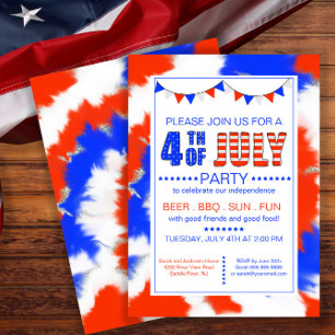 Trendig Red, White & Blue 4 juli Party Inbjudningar