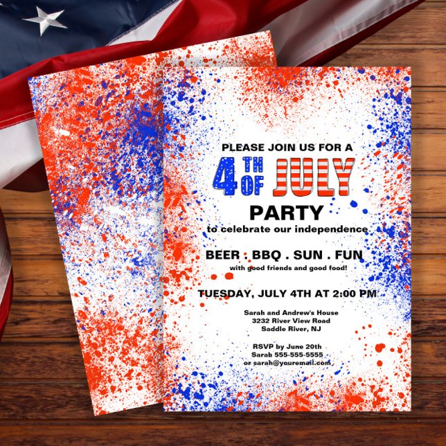Trendig Red, White & Blue 4 juli Party Inbjudningar (Skapare uppladdad)