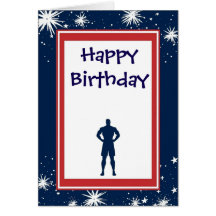 Trendig Red White & Blue Man Greeting Card