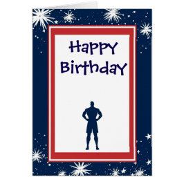 Trendig Red White & Blue Man Greeting Card Hälsningskort