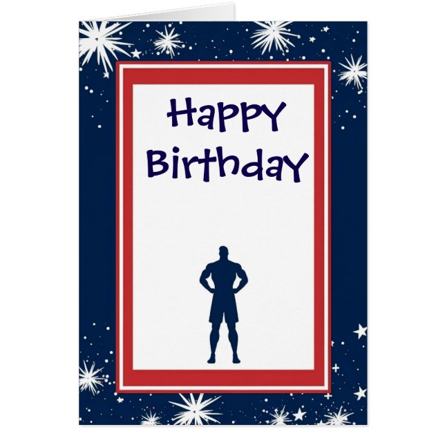 Trendig Red White & Blue Man Greeting Card Hälsningskort (Framsidan)
