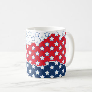 Trendig Red White & Blue Stars America Mönster Kaffemugg