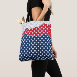 Trendig Red White & Blue Stars America Mönster Tygkasse