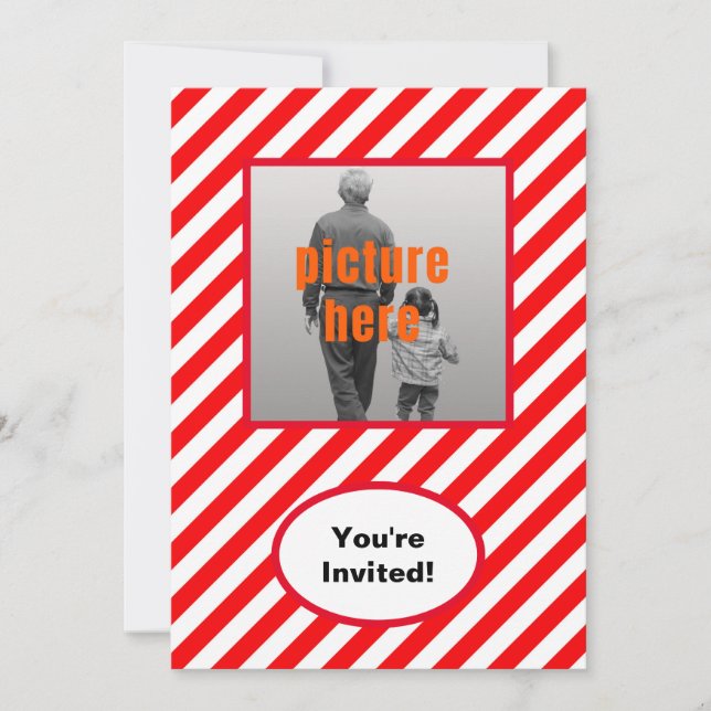 Trendig Red White Candy Födelsedagsfest Event Inbjudningar (Framsida)