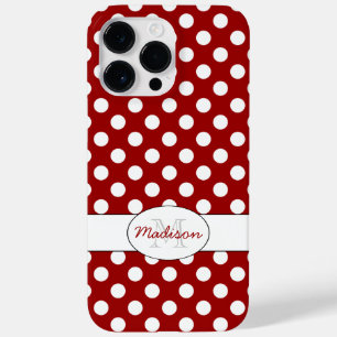 Trendig Red White polka dots Monogram