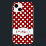 Trendig Red White polka dots Monogram<br><div class="desc">Anpassa med ditt första och namn. Coola retro mönster med vita prickar och mörk röd enligt PLdesign.</div>