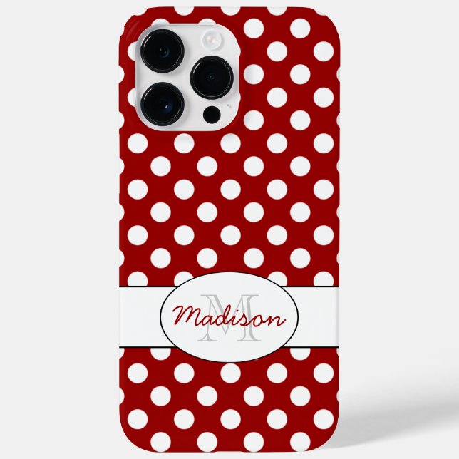 Trendig Red White polka dots Monogram (Baksida)