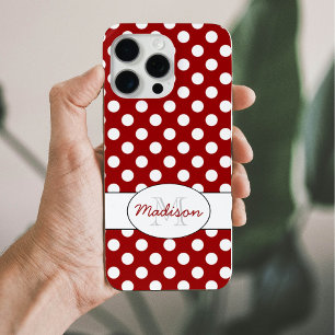 Trendig Red White polka dots mönster Monogram