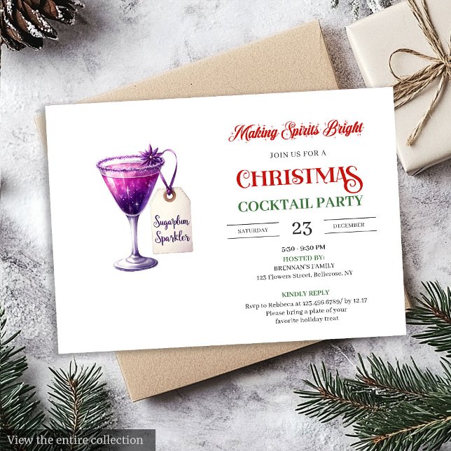 Trendig redigerbar julcocktail-festlig inbjudan (Trendy editable Christmas cocktails party invitation

)