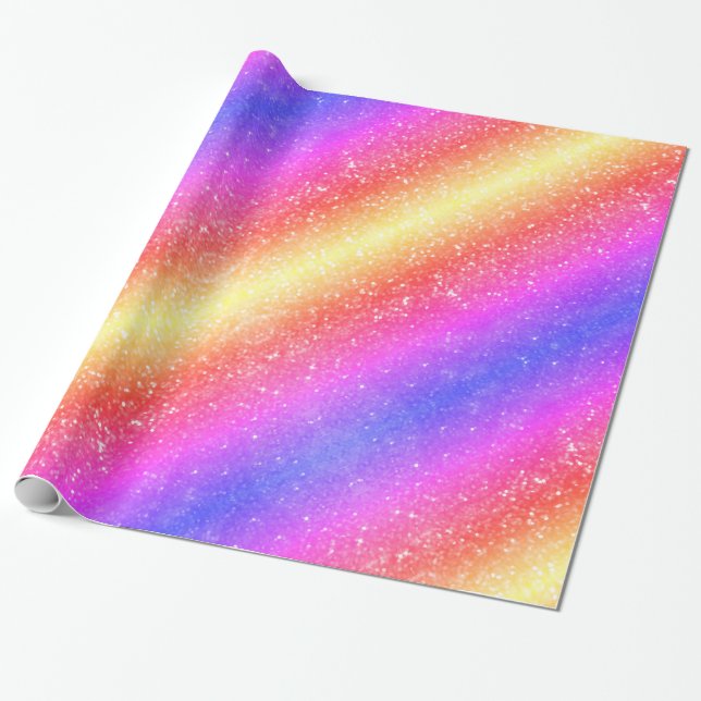 Trendig regnbåge glitter presentpapper (Utrullad)