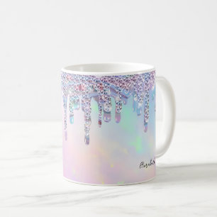Trendig regnbåge glitterdropar Holografisk Kaffemugg