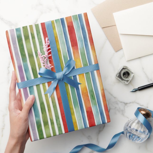Trendig regnbågsfärgad randig mönster presentpapper (Gifting)