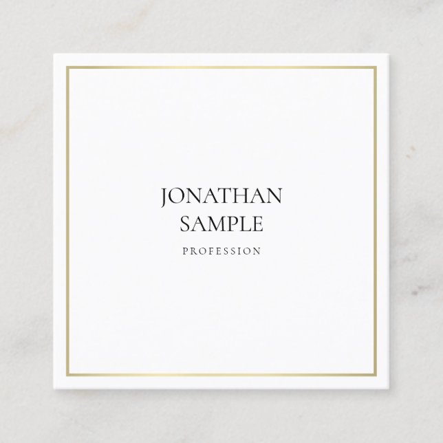 Trendig Ren Design Elegant Guld Utseende Professio Fyrkantigt Visitkort (Framsida)