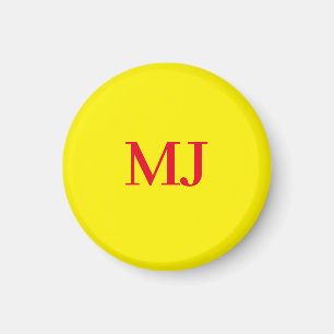 Trendig: ren, enkel gult röd monogram initialer magnet