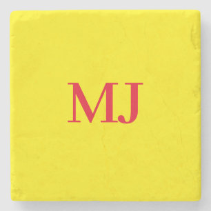 Trendig: ren, enkel gult röd monogram initialer stenunderlägg