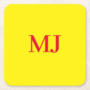 Trendig: ren, enkel gult röd monogram initialer underlägg papper kvadrat