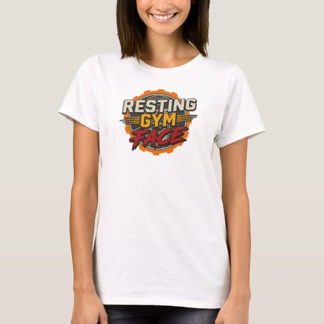 Trendig RESTING GYM FACE konstdesign T Shirt (Framsida)