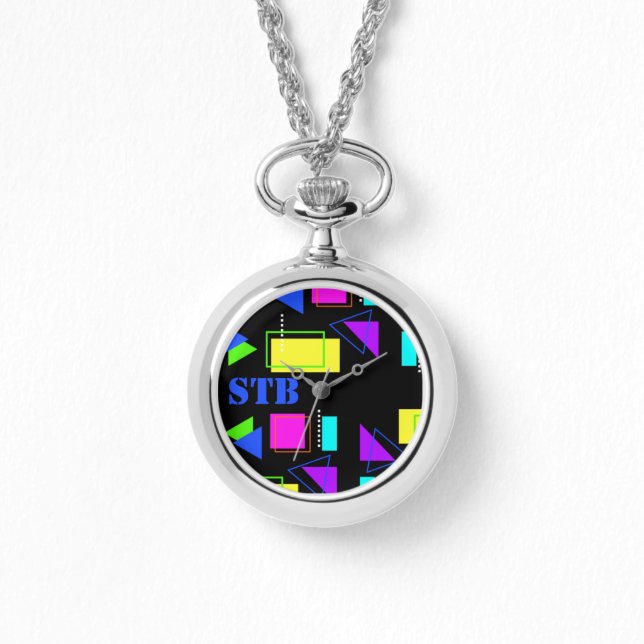 TRENDIG RETRO 80S MODE FÄRG, MÅTTLIGA MONOGRAM ARMBANDSUR (Framsida)