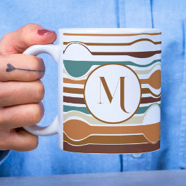 trendig retro boho stil färglös geometrisk mönster kaffemugg