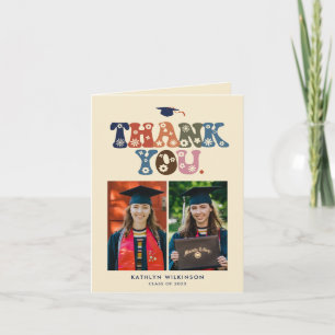 Trendig Retro Färg Typografi 2 Foto Studenten Tack Kort