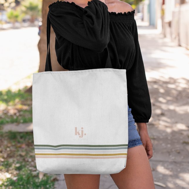 Trendig Retro-Randig Monogram Kassebag Tygkasse (Skapare uppladdad)