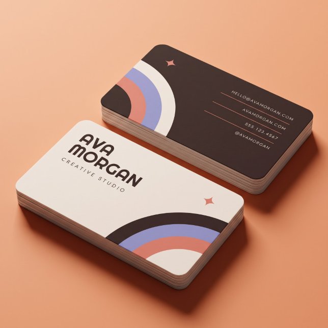Trendig Retro Regnbåge Kreativ Visitkort (Skapare uppladdad)