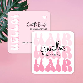Trendig Retro Rosa Hair Stylist Salon Chic Modern Fyrkantigt Visitkort