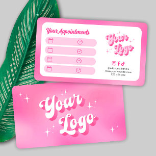 Trendig Retro Rosa Smink Ögonfransar Skönhetssalon Tidsbeställning Kort