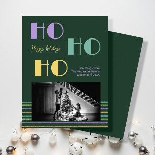 Trendig Retro stil grönt HO-HO-HO Julkort