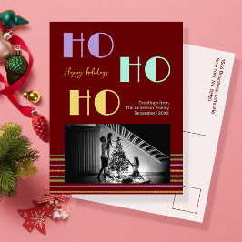 Trendig Retro stil red HO-HO-HO Julkort