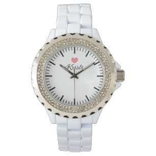 Trendig Rhinestone white enamel Women's watch Armbandsur