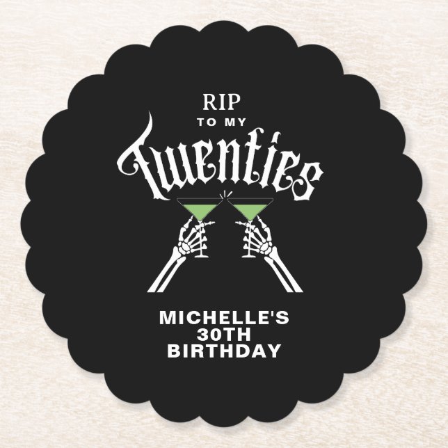Trendig RIP till mina 20 30års födelsedag Party Underlägg Papper (Framsida)