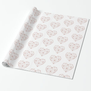 Trendig Ro Gold Foil Geometric Heart Mönster Presentpapper