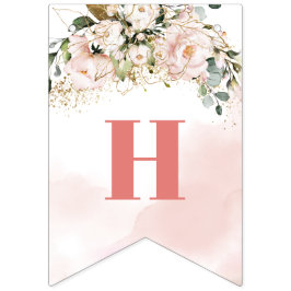 Trendig ro guld blommigt sage 16:e Födelsedagsfest Vimplar