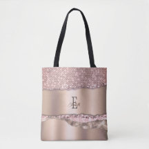 Trendig Ro Guld Diamonds Glitter Monogram