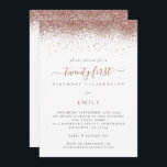 Trendig Ro Guld Glitter 21:a födelsedag Party Inbjudningar<br><div class="desc">Trendig Ro Guld Glitter 21:a födelsedag Party. Tillgänglig digitalt och utskriven. Gräns i ro guld faux glitter ligger överst på vardera sidan,  och tjugoförst i ett handskript i stil. Anpassa texten till dina egna detaljer.</div>