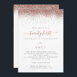 Trendig Ro Guld Glitter 21:a födelsedag Party Inbjudningar<br><div class="desc">Trendig Ro Guld Glitter 21:a födelsedag Party. Tillgänglig digitalt och utskriven. Gräns i ro guld faux glitter ligger överst på vardera sidan,  och tjugoförst i ett handskript i stil. Anpassa texten till dina egna detaljer.</div>