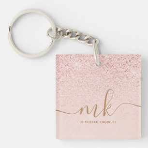 Trendig Ro Guld Glitter Finare Initialer och Namn
