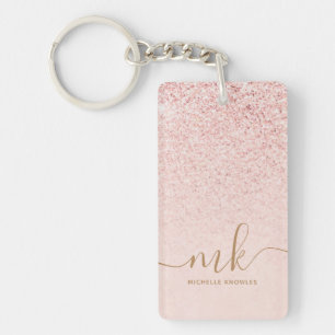 Trendig Ro Guld Glitter Finare Initialer och Namn