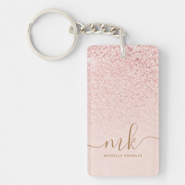 Trendig Ro Guld Glitter Finare Initialer och Namn  (Framsidan)