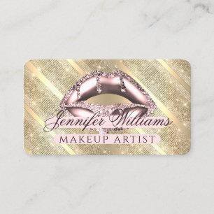 Trendig Ro Guld Glitter Läppar Makeup Artist Guld Visitkort