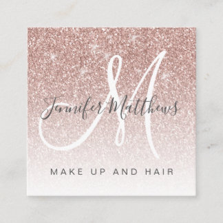 Trendig Ro Guld Glitter Makeup Artist Hair Salon Fyrkantigt Visitkort