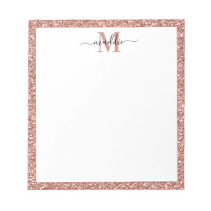 Trendig Ro Guld Glitter - startdatum/Namn Monogram Anteckningsblock