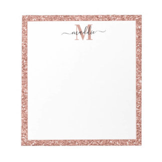 Trendig Ro Guld Glitter - startdatum/Namn Monogram Anteckningsblock