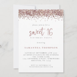 Trendig Ro Guld Glitter Sweet 16 Födelsedagsfest Inbjudningar
