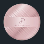 Trendig Ro Guld-mallen Monogrammad Modern Magnet<br><div class="desc">Trendig Ro Guld-mallen Monogrammed Modern Round Magnet.</div>