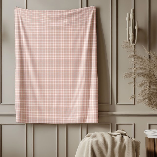 Trendig Ro-kontrollblanksteg för Guld för Chic bla Fleecefilt (Trendy Rose Gold Check Blanket for Chic Spaces)