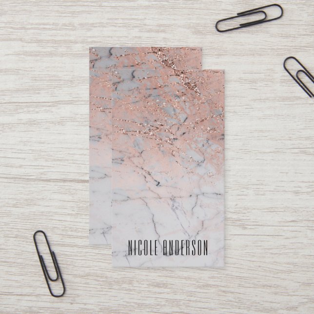 Trendig Ro Rosa Guld Modern marble Chic Glam Visitkort (Fram/Back In Situ)